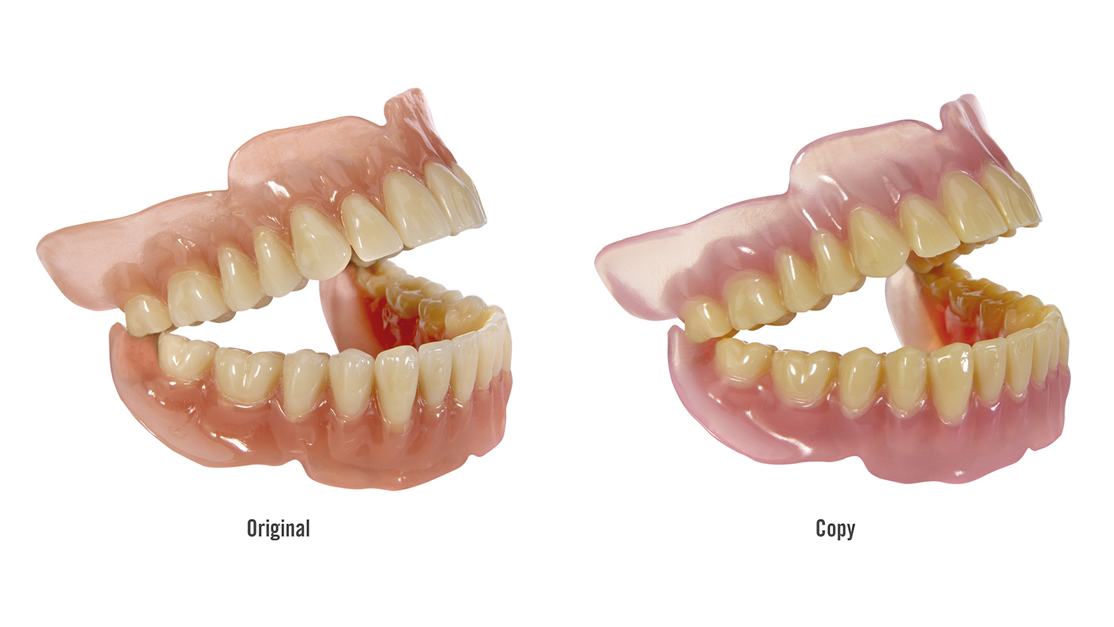 Original Denture (left) & Copy Denture (right)