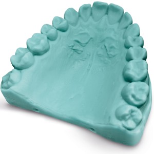 Teal orthodontic models with dima Print Stone teal